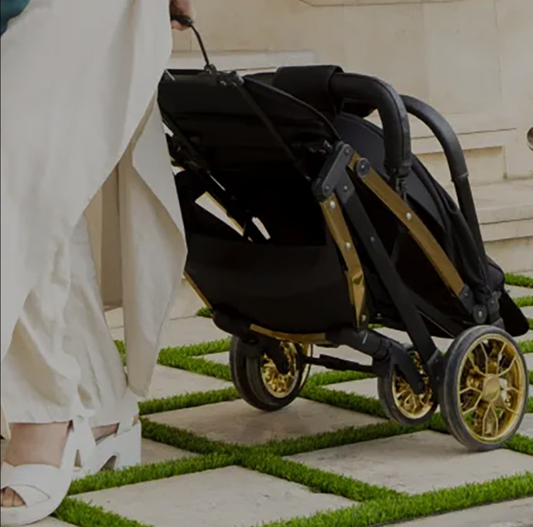 کالسکه مسافرتی بیبی استار baby 5 pro (چرخ بزرگ رینگ طلایی)