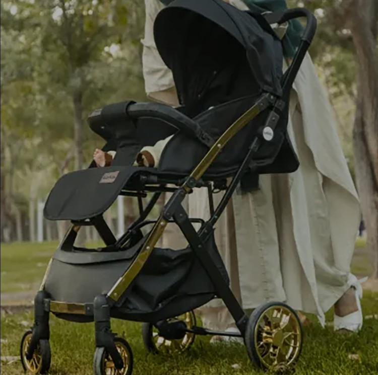 کالسکه مسافرتی بیبی استار baby 5 pro (چرخ بزرگ رینگ طلایی)